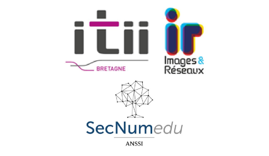 Logos du label SecNumedu, d'Images & Réseaux et de ITII Bretagne